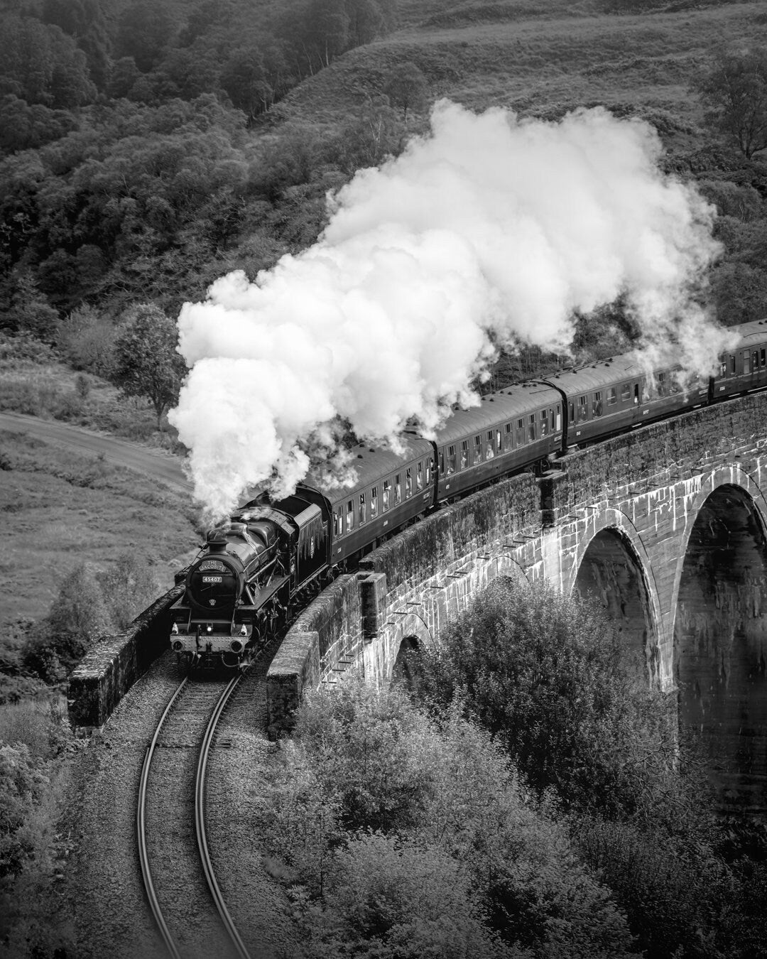 Printable Digital Download Jacobite Express, at Glenfinnan Viaduct, Ideal for printing on Canvas, Poster or Photographic Print