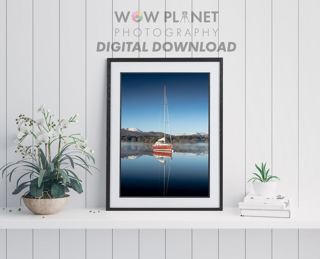 Printable Digital Download, Windermere Morning Stillness perfect for printing on Canvas, Poster or Photo Paper and Framing up to A2, A3, A4