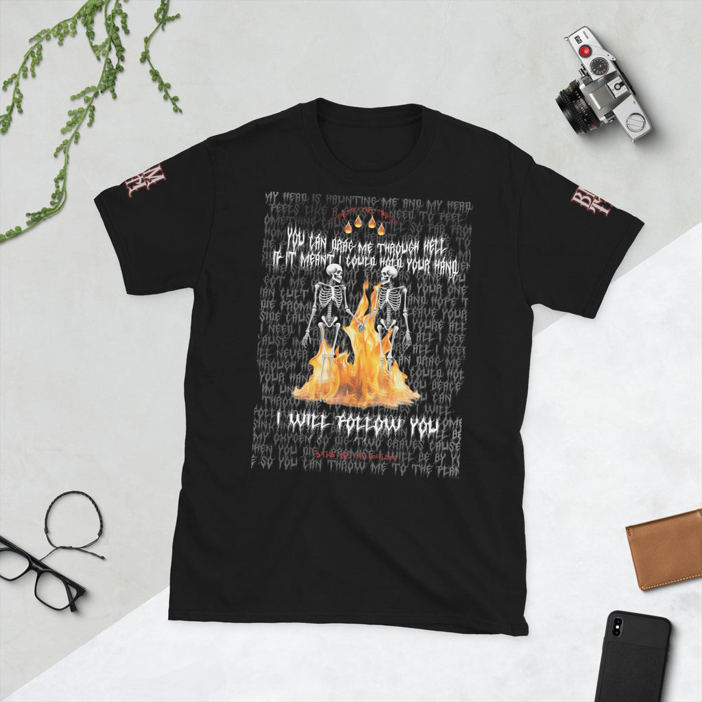 Bring Me The Horizon T-Shirt – Follow You Inspired Band Tee – Gothic Skeletons & Fire Graphic Shirt