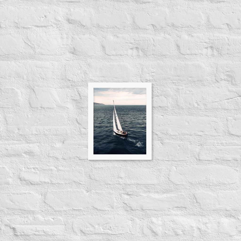 Sailing Yacht Aerial Framed Print – Wall Art | Nautical Photography from Drone | Framed Sea Print UK