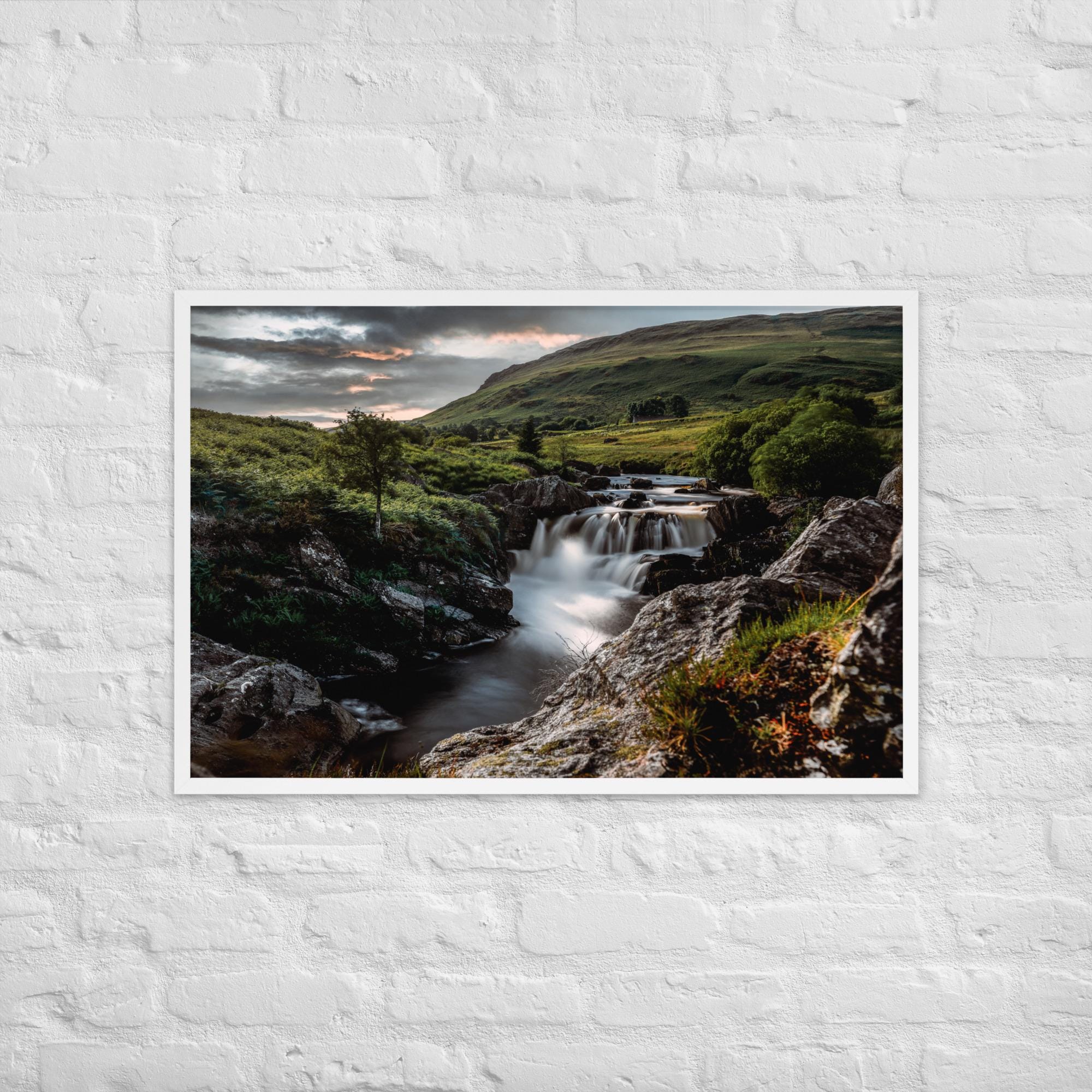Elan Valley Waterfall Print – Framed Welsh Landscape Photography | Nature Wall Art | Flowing River Scene | Tranquil Countryside Decor