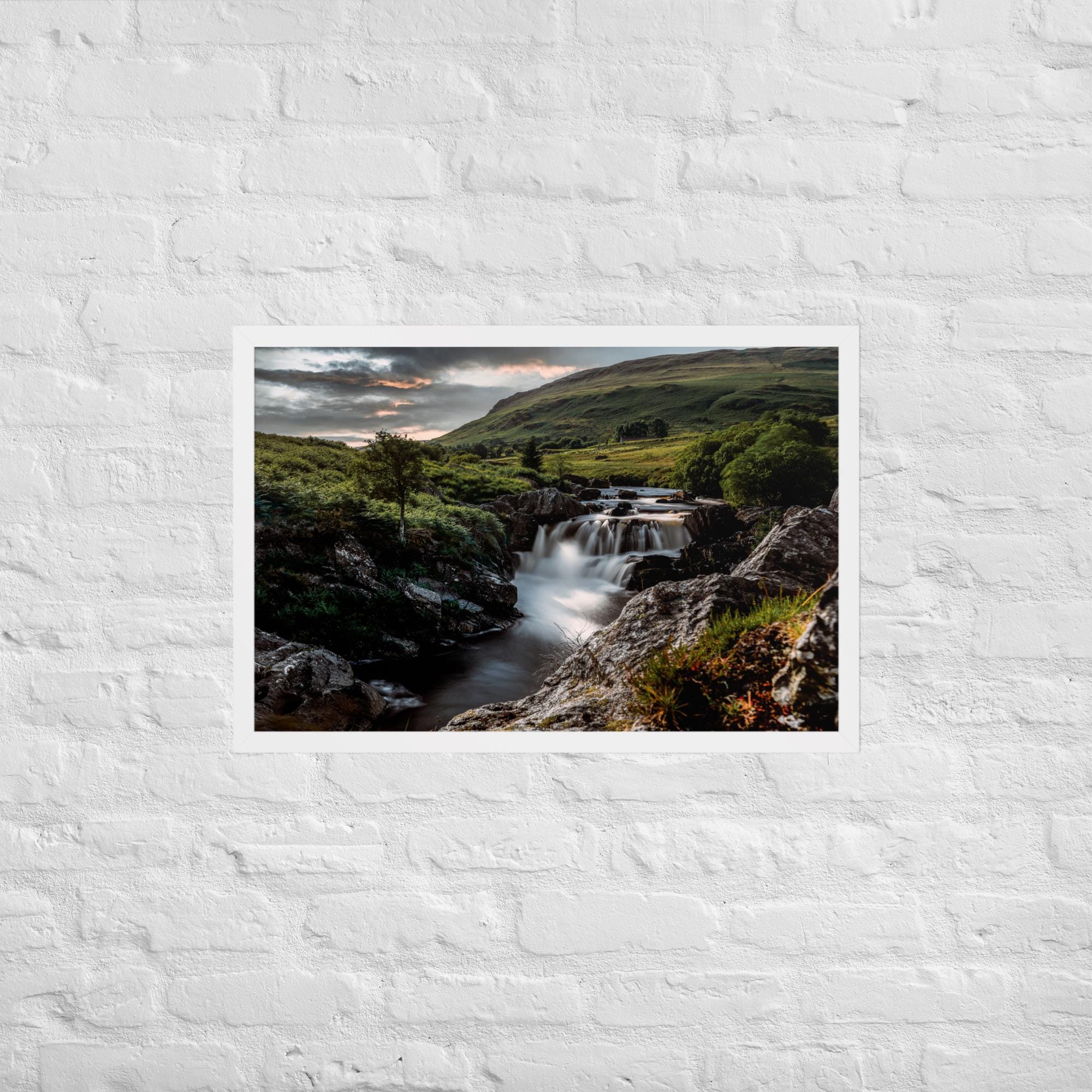 Elan Valley Waterfall Print – Framed Welsh Landscape Photography | Nature Wall Art | Flowing River Scene | Tranquil Countryside Decor