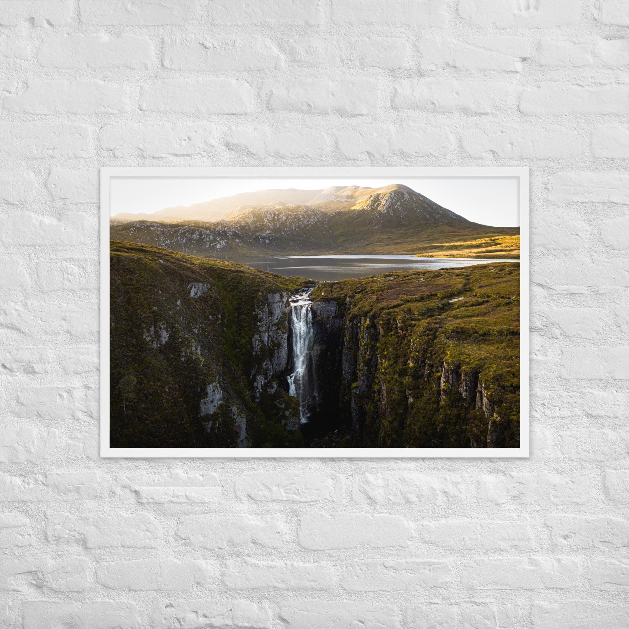 Wailing Widow Falls Print – Framed Scottish Highlands Waterfall Photography | Dramatic Landscape Wall Art | Remote Nature Decor
