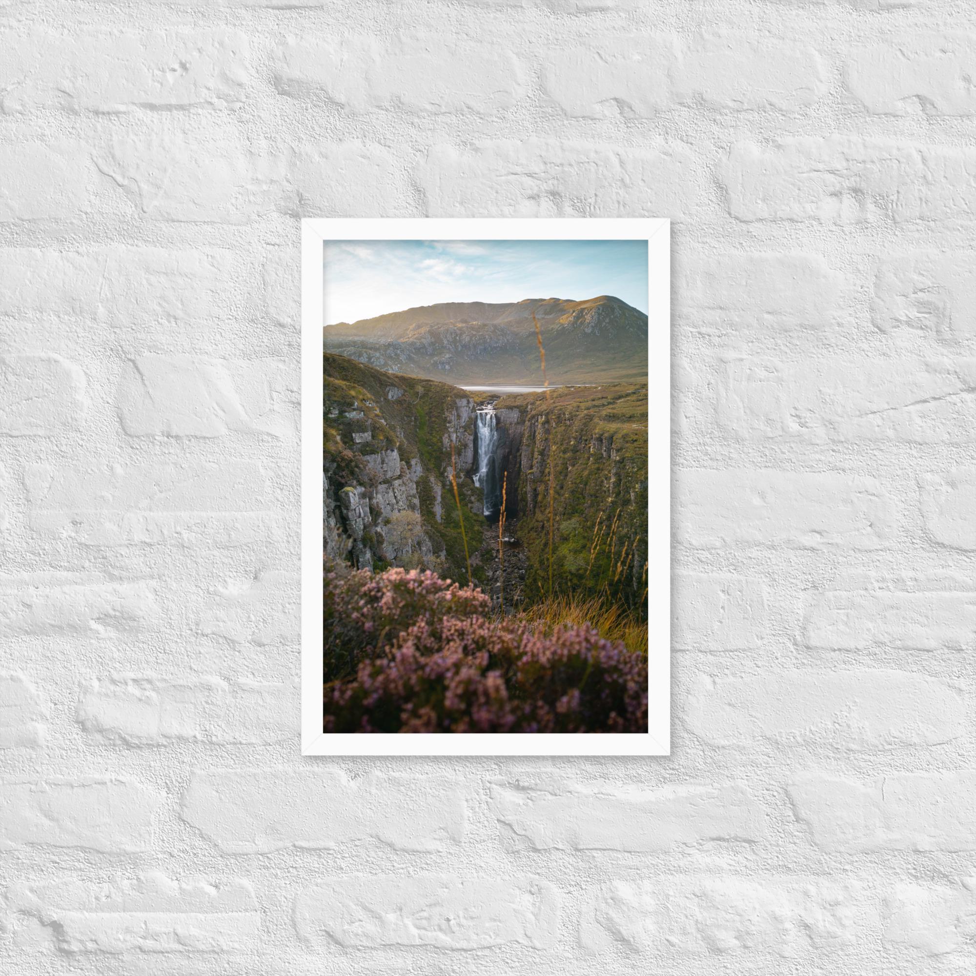 Wailing Widow Falls Print – Portrait Framed Wall Art of Scottish Highlands Waterfall | Dramatic Landscape Photography for Nature Lovers