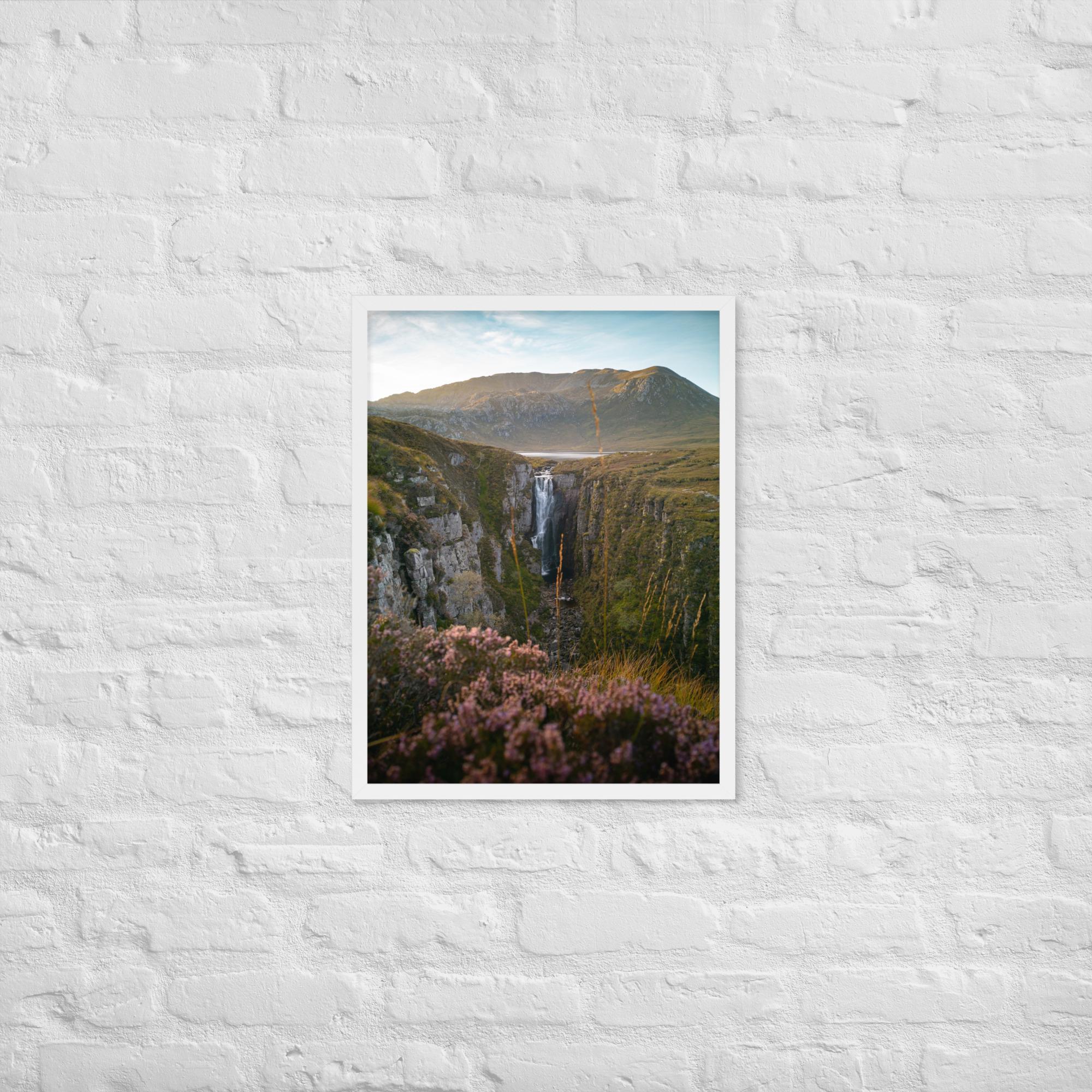 Wailing Widow Falls Print – Portrait Framed Wall Art of Scottish Highlands Waterfall | Dramatic Landscape Photography for Nature Lovers
