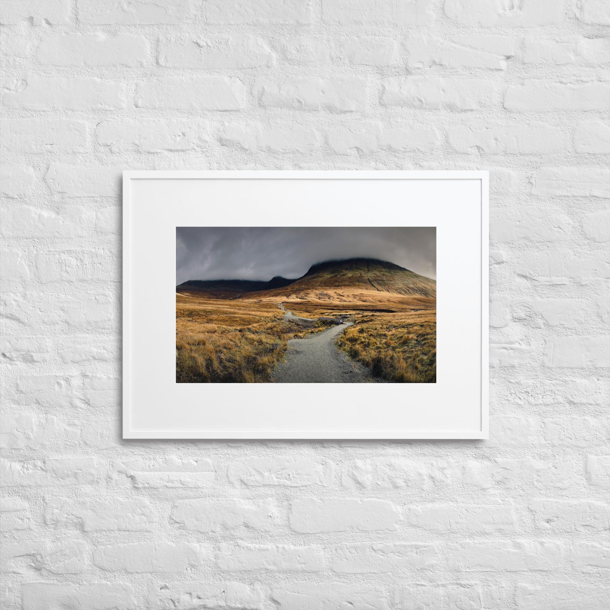 Fairy Pools Autumn Print – Isle of Skye Path Landscape Photo – Dramatic Scottish Wall Art