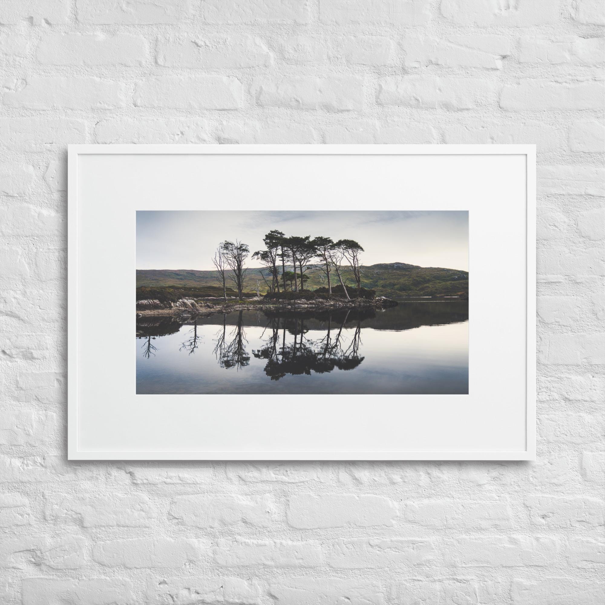 Scottish Loch Reflection Print – Calming Dusk Landscape Wall Art – Highlands Nature Decor
