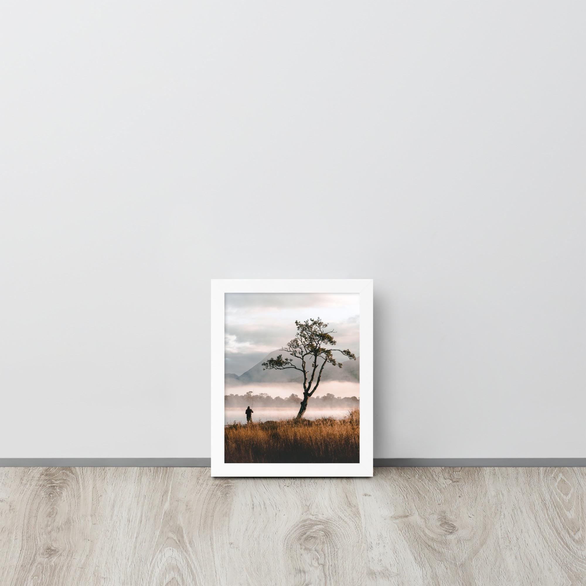 Loch Awe Fisherman Print – Autumn Mist Landscape Photography | Framed Wall Art of Scotland | Peaceful Lake Morning Nature Decor