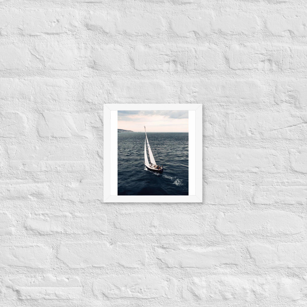 Sailing Yacht Aerial Framed Print – Wall Art | Nautical Photography from Drone | Framed Sea Print UK