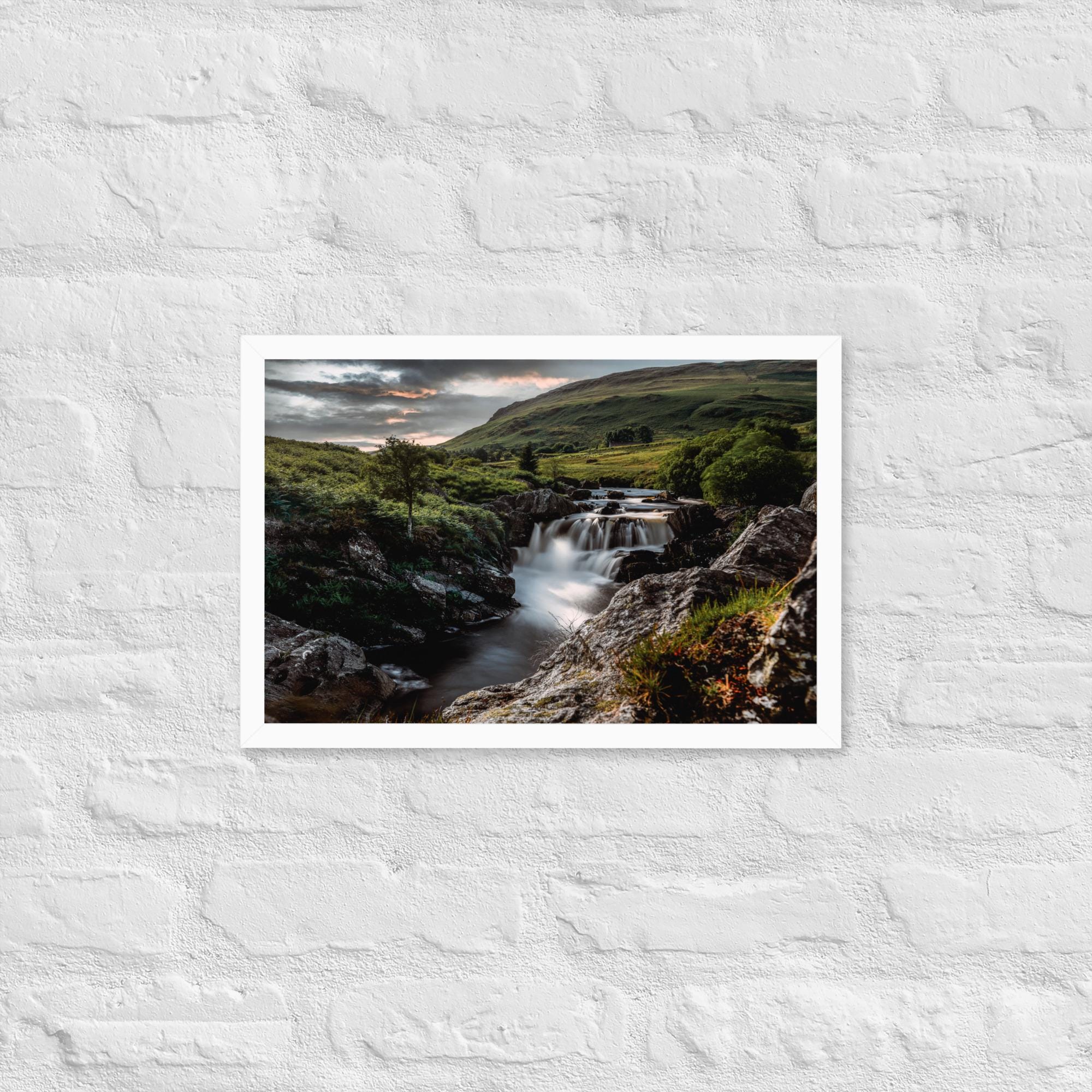 Elan Valley Waterfall Print – Framed Welsh Landscape Photography | Nature Wall Art | Flowing River Scene | Tranquil Countryside Decor