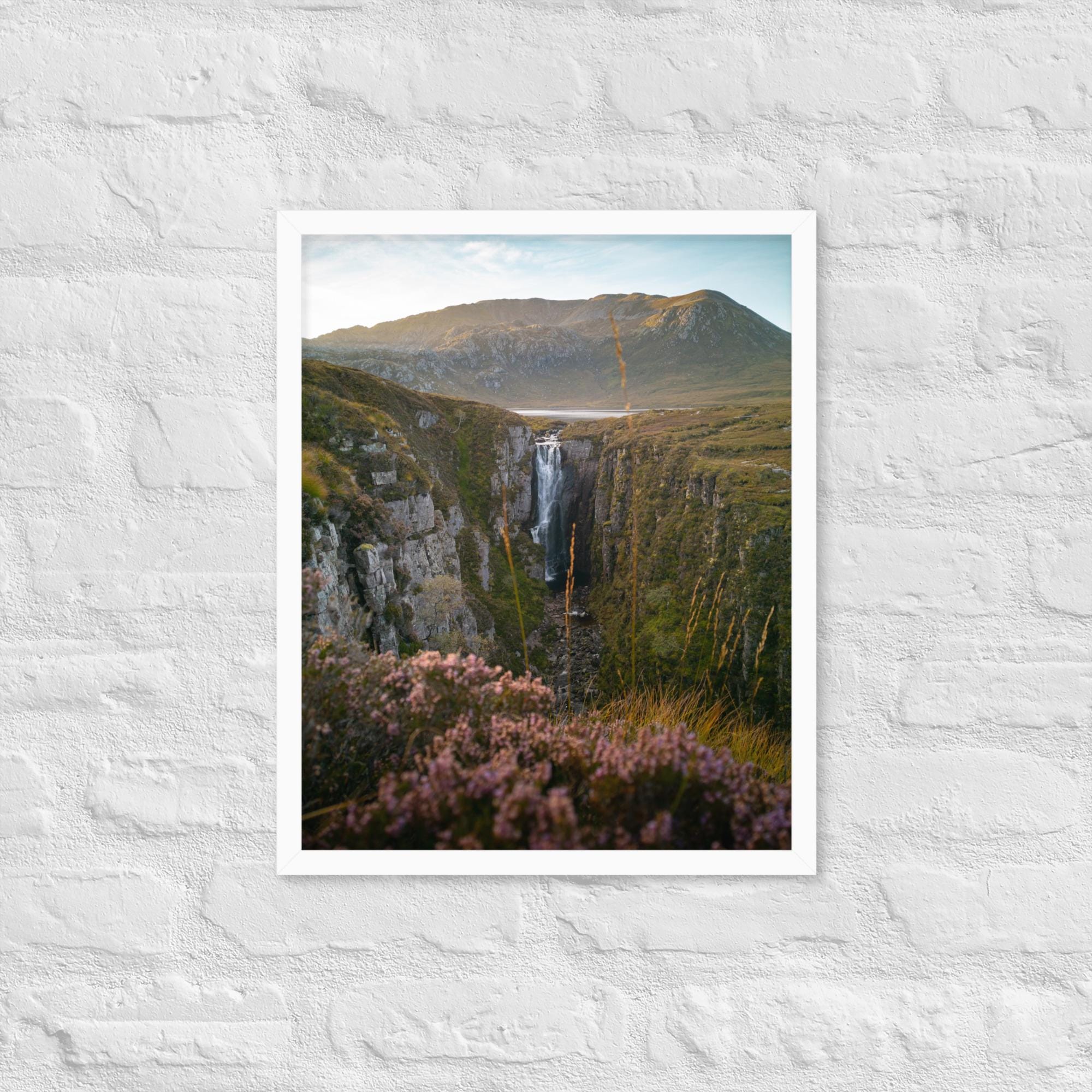 Wailing Widow Falls Print – Portrait Framed Wall Art of Scottish Highlands Waterfall | Dramatic Landscape Photography for Nature Lovers
