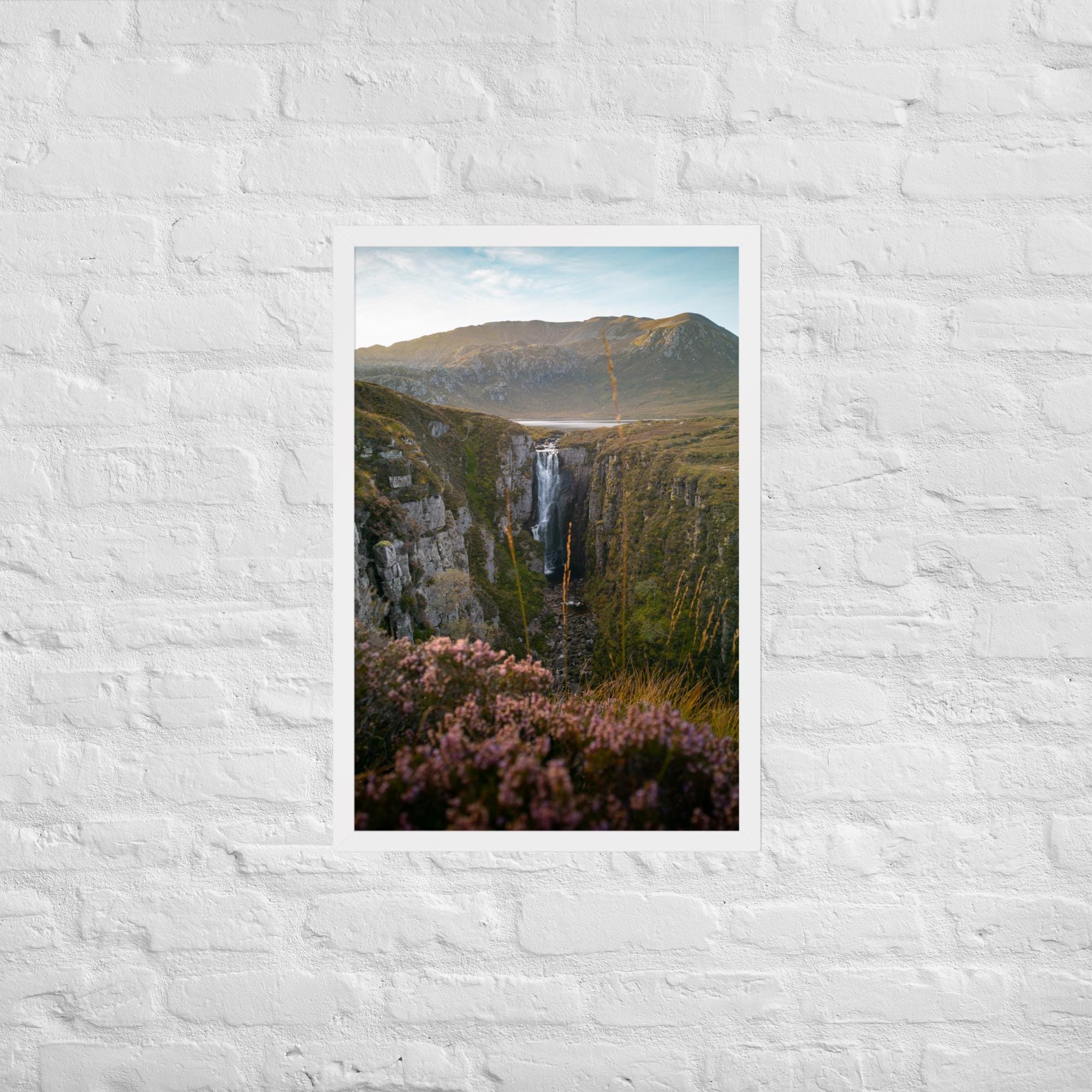 Wailing Widow Falls Print – Portrait Framed Wall Art of Scottish Highlands Waterfall | Dramatic Landscape Photography for Nature Lovers