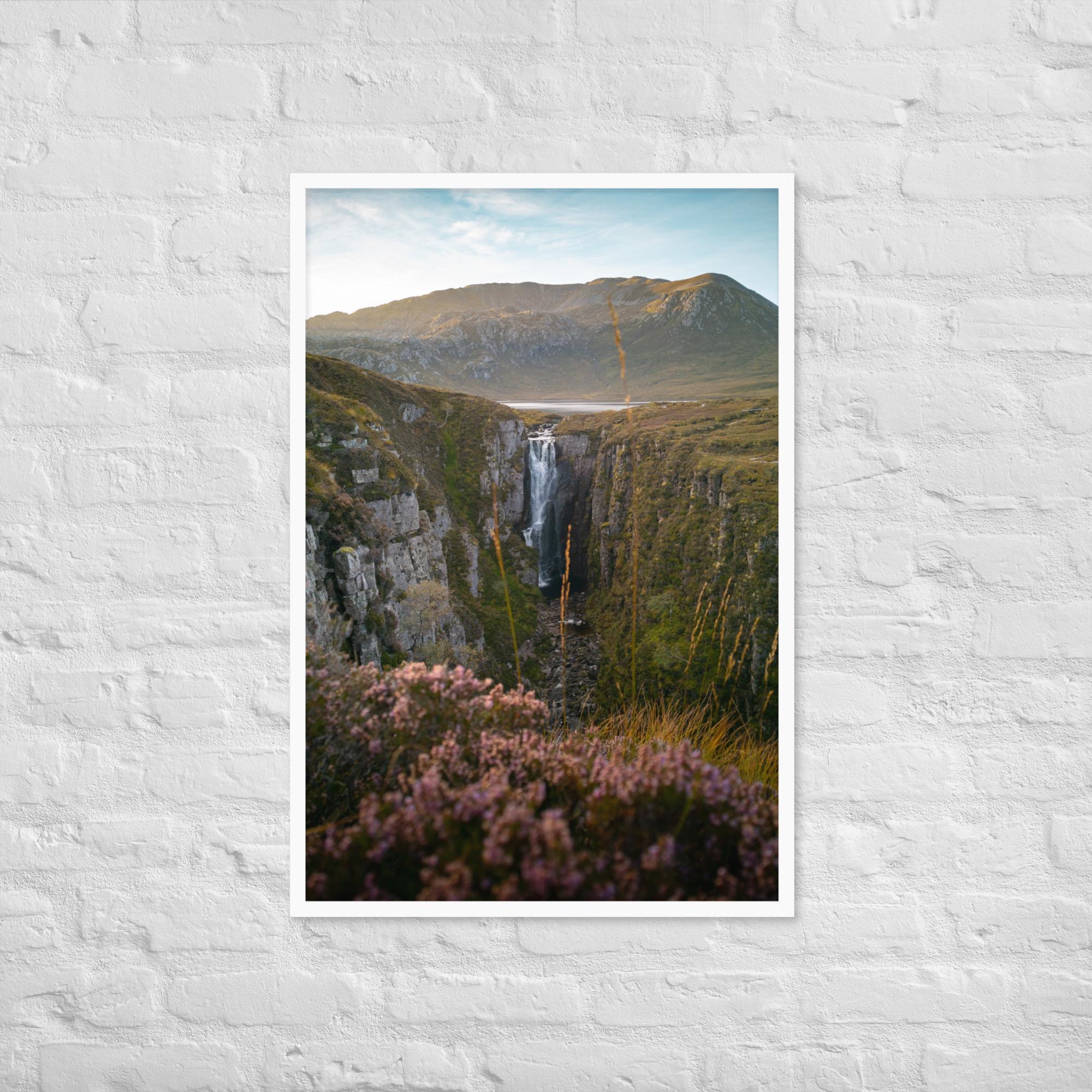 Wailing Widow Falls Print – Portrait Framed Wall Art of Scottish Highlands Waterfall | Dramatic Landscape Photography for Nature Lovers