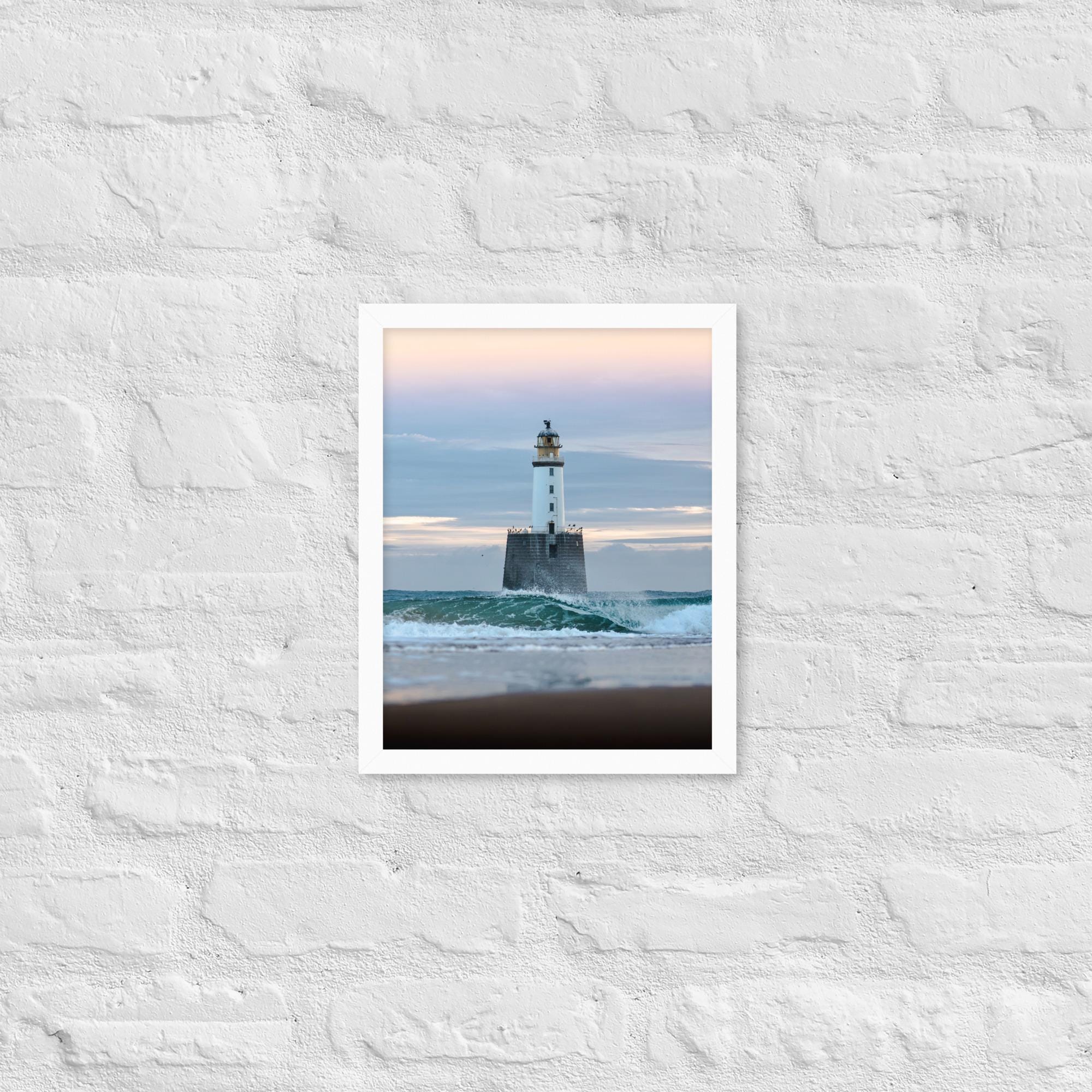 Rattray Head Lighthouse Print – Serene Morning Coastal Photography | Framed Scotland Seascape Wall Art | Minimal Seaside Decor