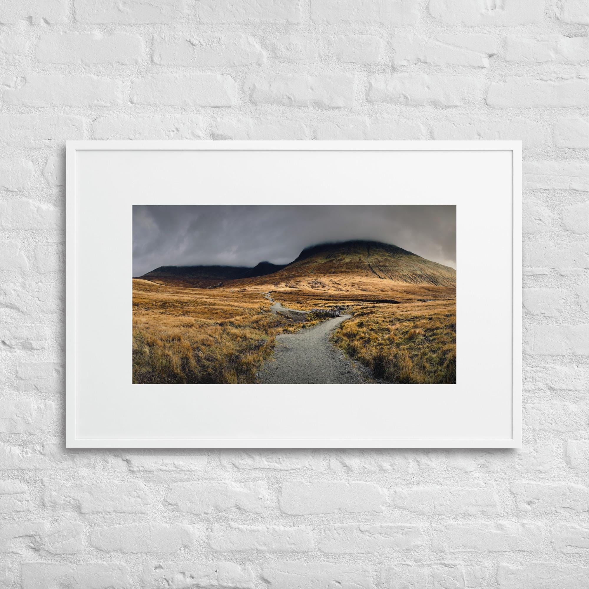 Fairy Pools Autumn Print – Isle of Skye Path Landscape Photo – Dramatic Scottish Wall Art