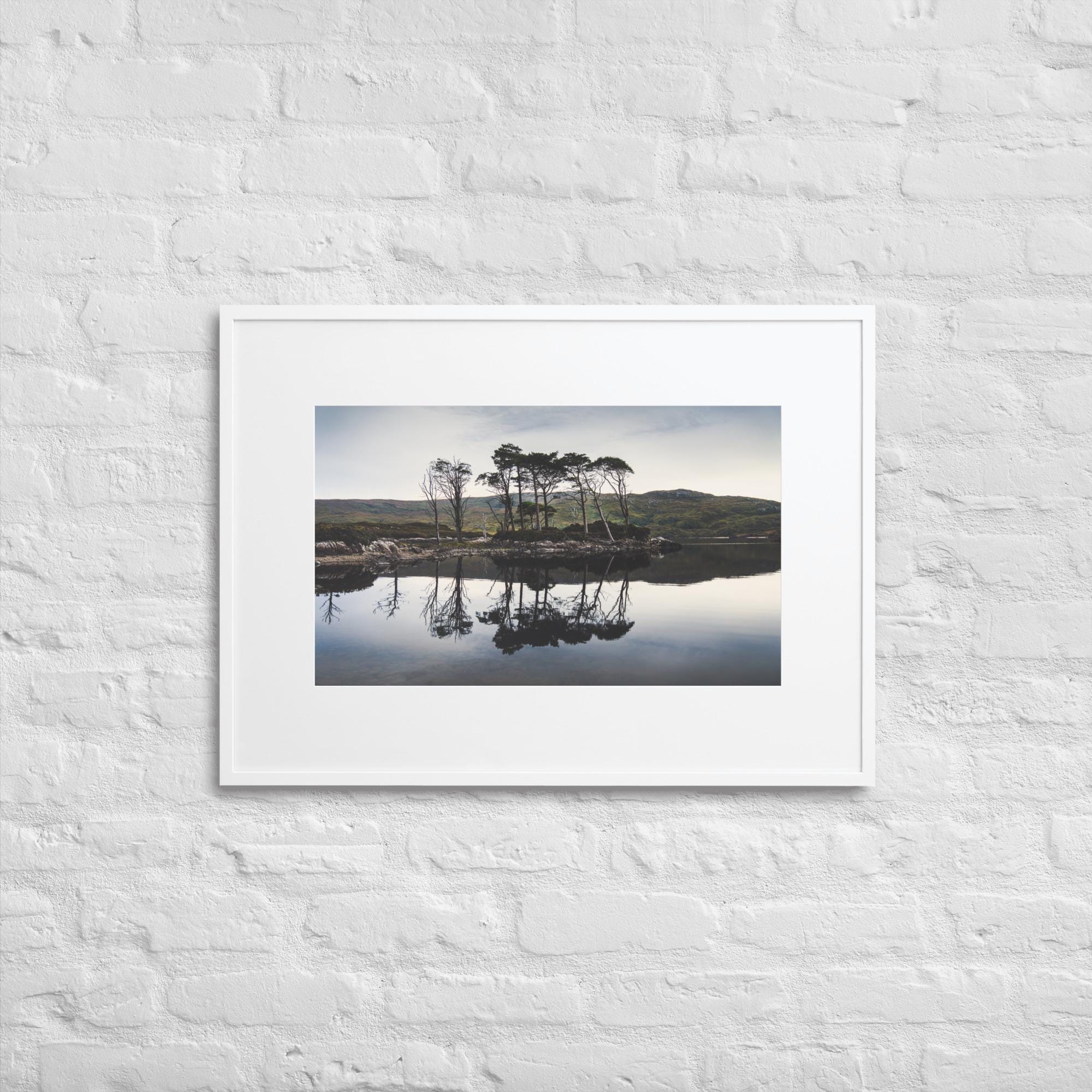 Scottish Loch Reflection Print – Calming Dusk Landscape Wall Art – Highlands Nature Decor